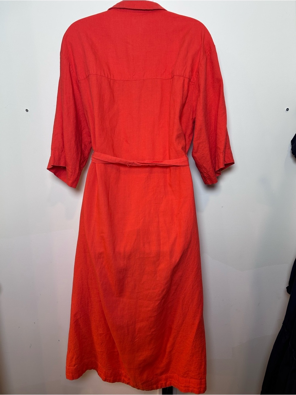 Brave + True red orange linen blend shirt dress size XS oversized coastal beach - Picture 3 of 7